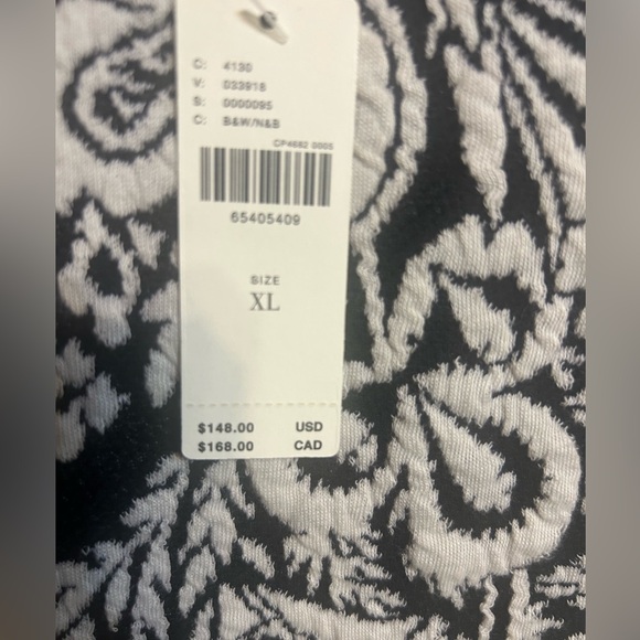 Anthropologie Black & White Stretch Midi Dress NWT/ XL / Front Cutout + Slit - Picture 5 of 7